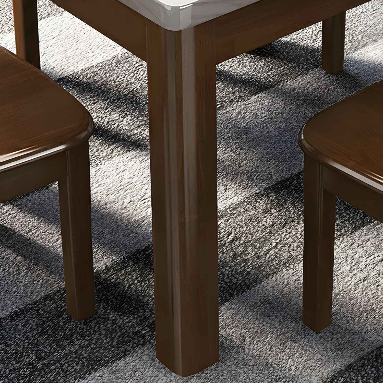Square Marble Dining Table Set 1/5 Pieces with Solid Wood Base for Kitchen thumbnail 7
