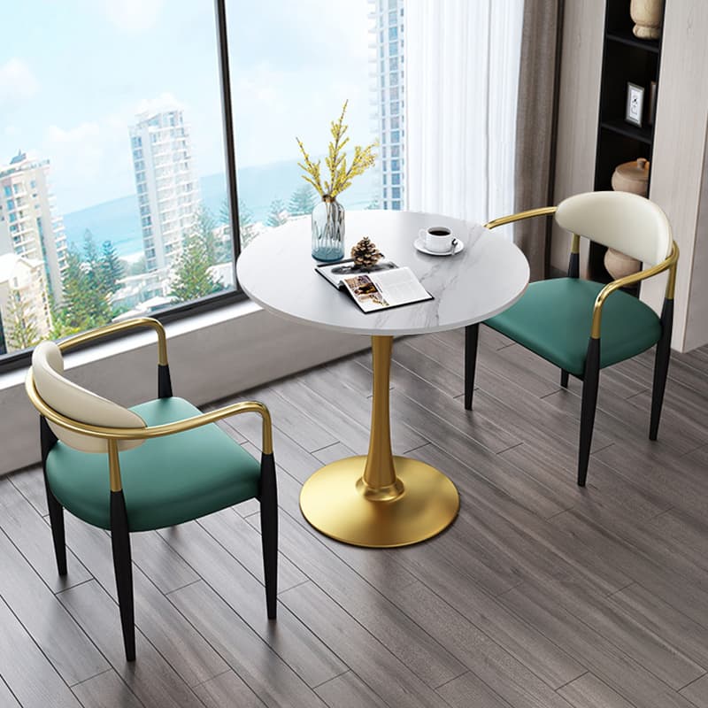 Faux Leather/Velour Upholstered Arm Chair with Arms and Black Legs in a Casual Style thumbnail 15