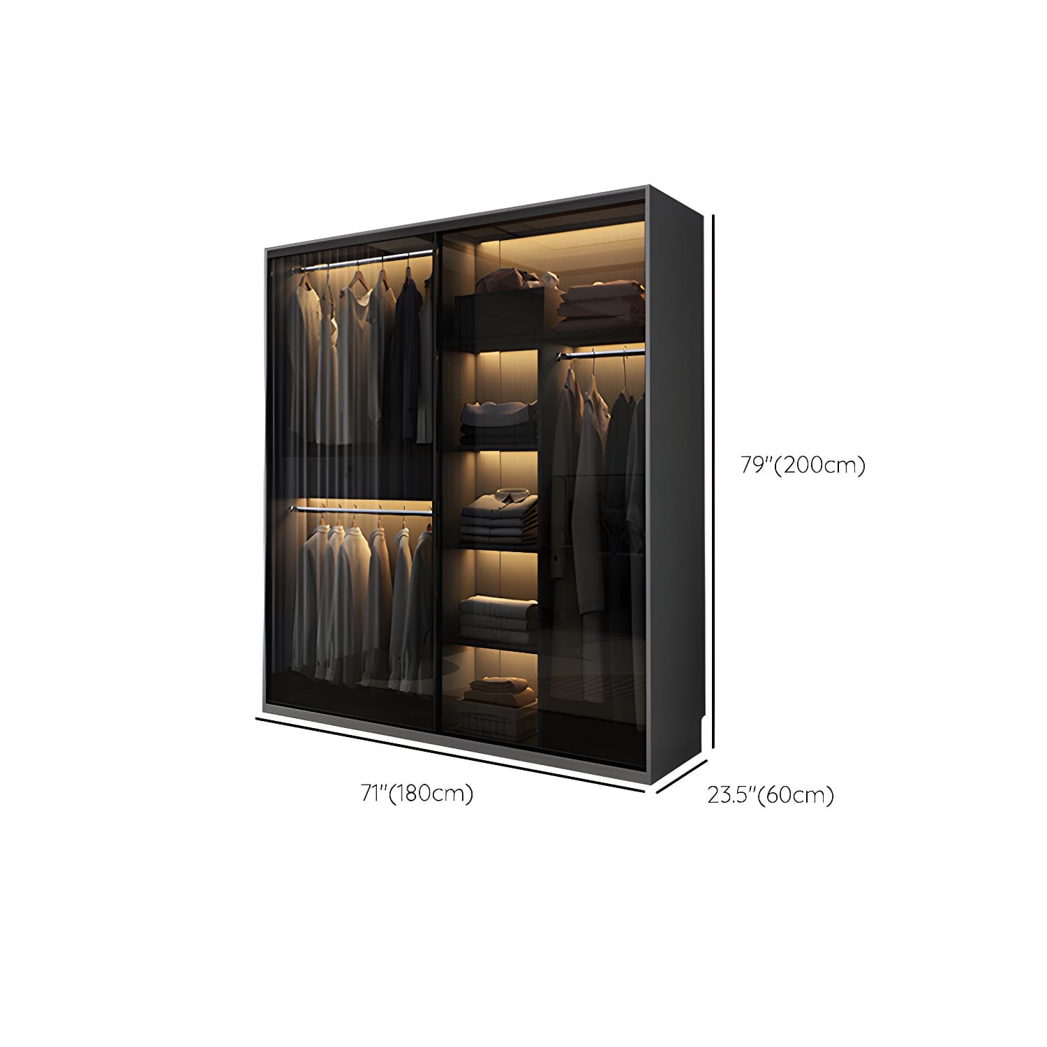 Glass and Wood Wardrobe Armoire Contemporary Wardrobe Cabinet thumbnail 12