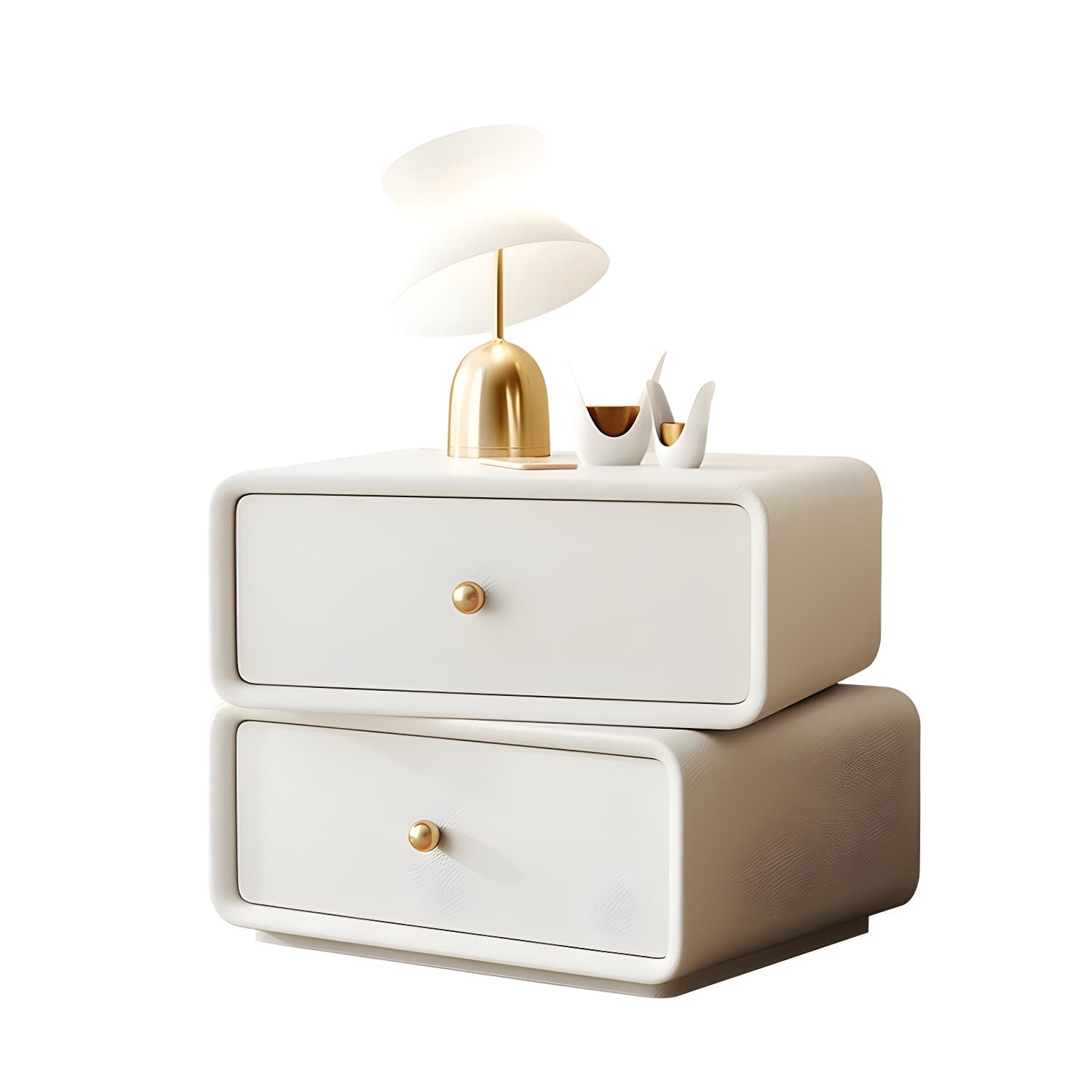 Modern Wood Nightstand with 2 Drawers - Faux Leather Countertop - Small and Stylish thumbnail 12