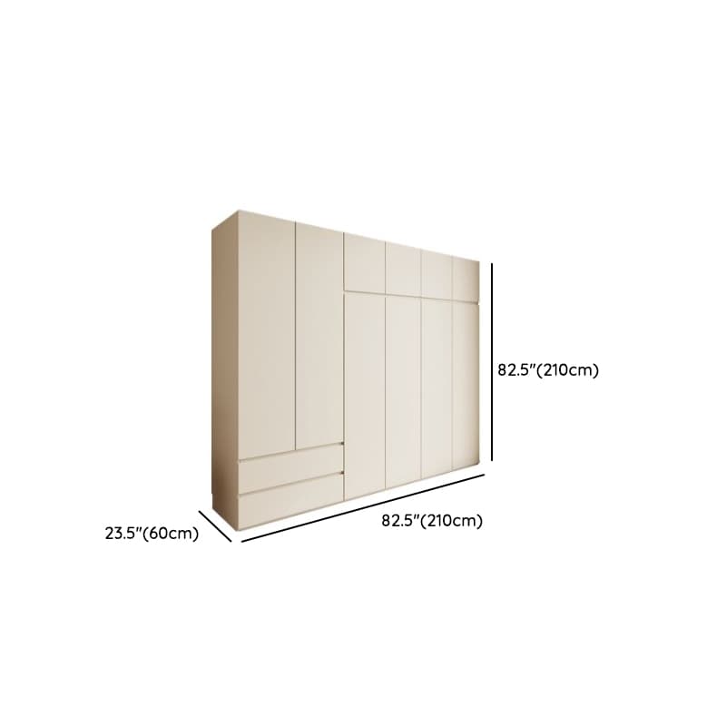 Cream Modern Wood Wardrobe Armoire with Soft Close Drawer and Door, Interior Shelves, and Hanging Rod thumbnail 27