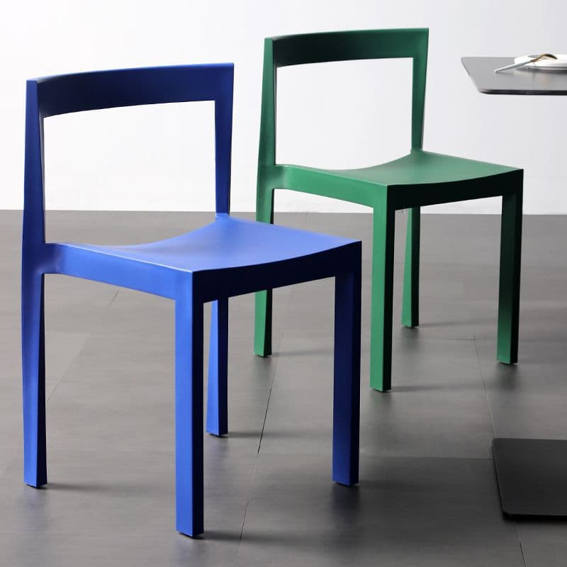 Simplistic Side Chair with Cerulean/Olive Green/Crimson Polymer Legs and Stackable Uncovered Back thumbnail 8
