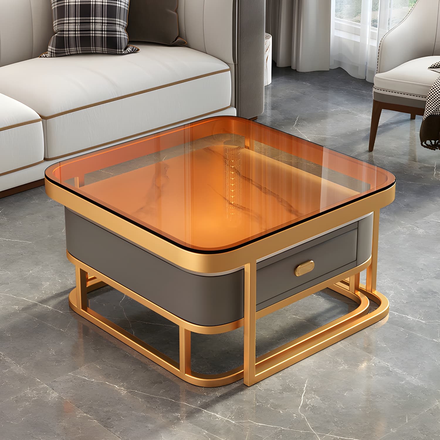 Slate Coffee Table Square 2 Nesting Coffee Table Set for Living Room thumbnail 15