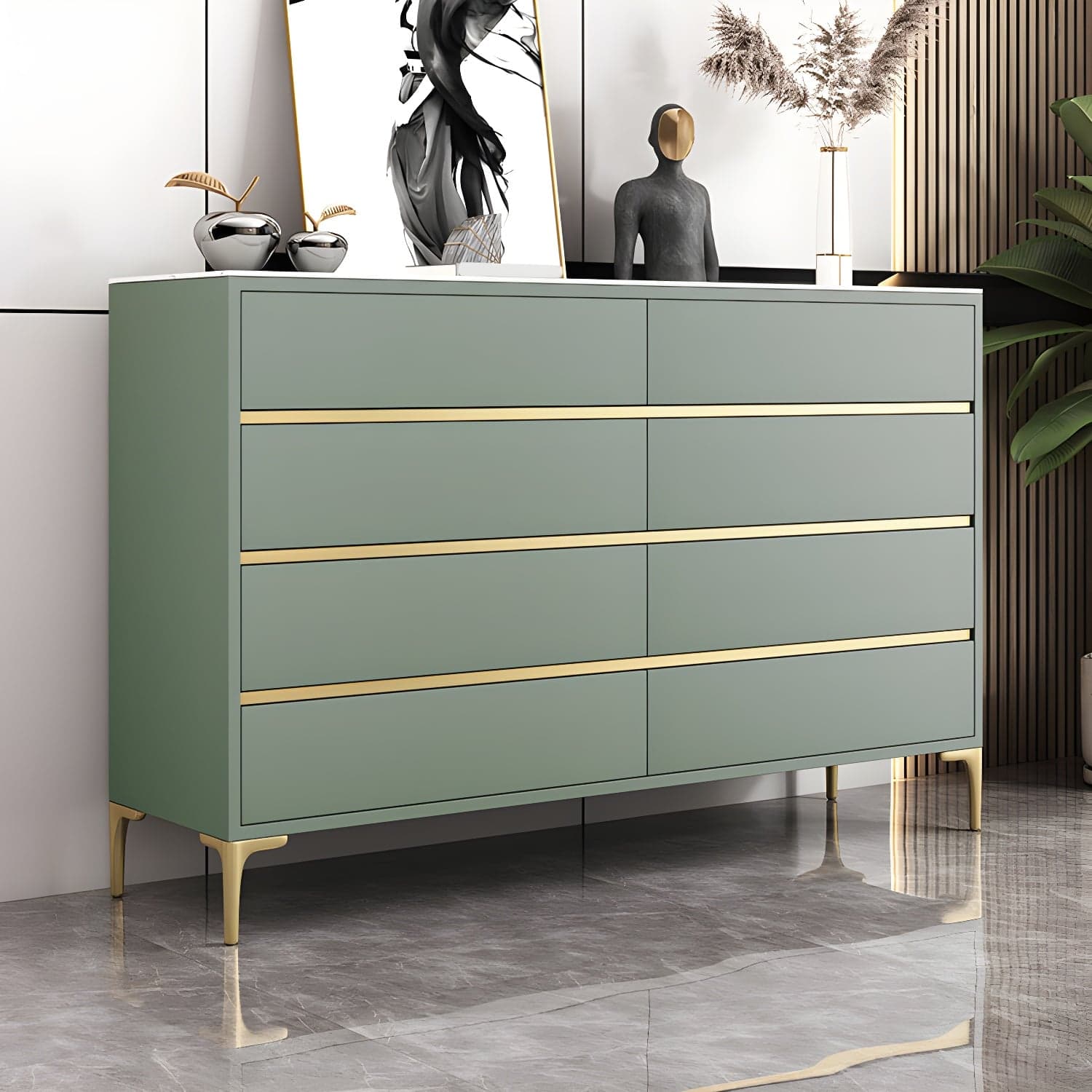 Glam Vertical Stone Storage Chest Bedroom Chest with 8 Drawers - image 13