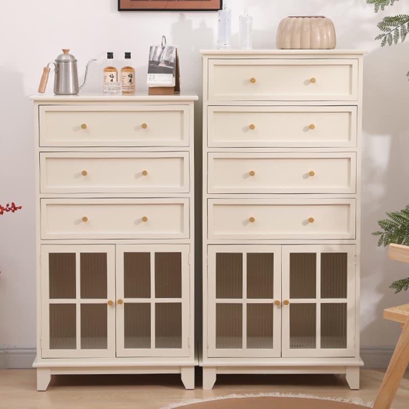 Rectangular Damp-proof Accent Cabinet with Storage Drawer, Closet, Glazed Door, Cabinet Knobs in Chalk/Brown/Wood Color thumbnail 12