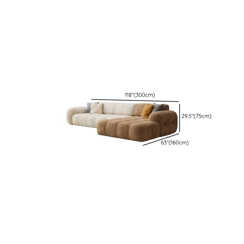 Channel Back L-Shape/Straight Right Hand Facing/Horizontal Sofa Recliner/Sofa Couch in Brown/Beige with Concealed Support & Pine Wood Frame for Living Room thumbnail 24