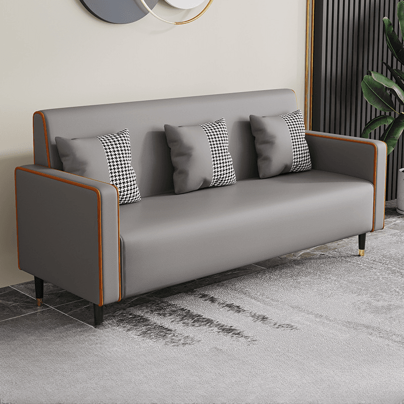 Casual Solid Color Water Resistant Sofa Couch in Grey/Cream/Citrus Color for 3 Person with Square Arm and 3 Pillows thumbnail 17