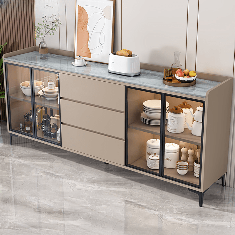 Standard/Narrow/Wide Oven Cabinet with 3 Drawers, Cupboard, Cabinets Storage, Sintered Stone Countertop, Glass-panel Door, and Flexible Shelf thumbnail 1