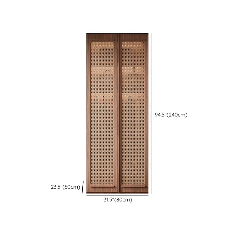 Simplistic Wood Color Timber Wardrobe Closet with Soft Close Door, Interior Shelves, and Hanging Rod thumbnail 12