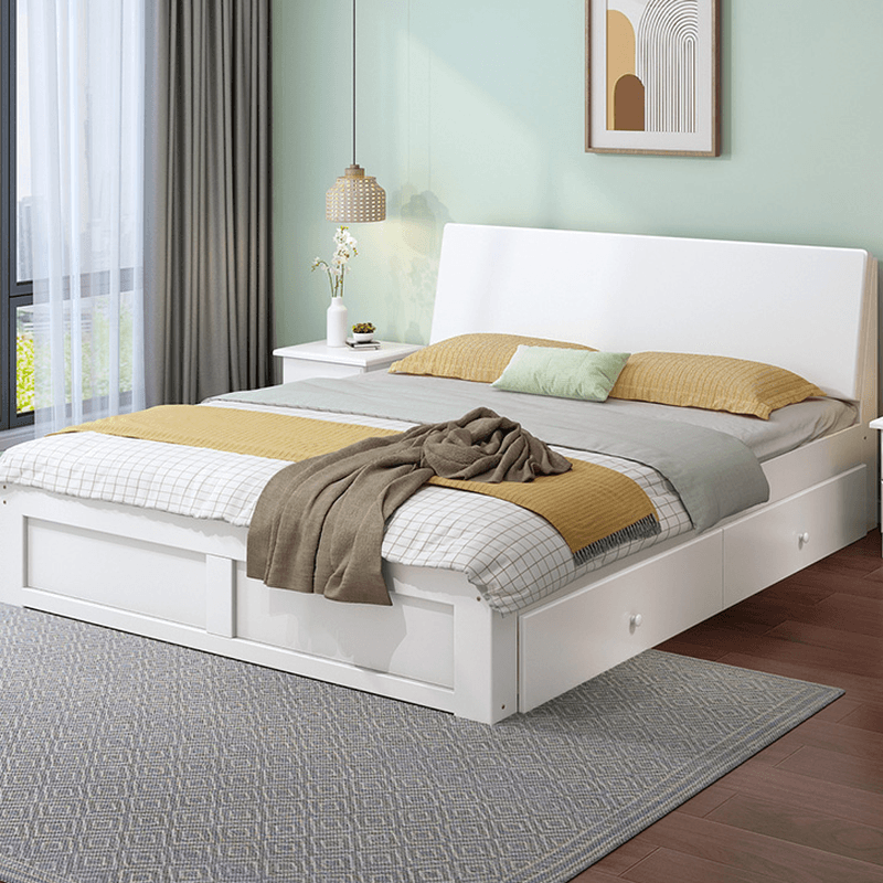 Casual Pine Wood Cabinet Bed/Pallet Bed Frame with 2 Drawers thumbnail 4