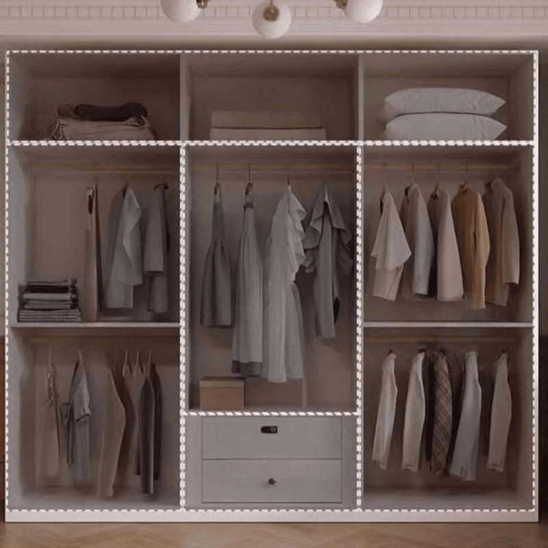 Chalk Minimalist Laminate Cabinet Armoire with Compartments, Interior Shelves, and Clothing Rod thumbnail 8