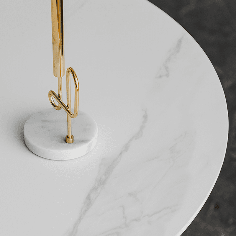 Chalk Circular Stone Art Deco/Glamorous Dining Table for 2, Scratch-immune & Fixed Table thumbnail 10