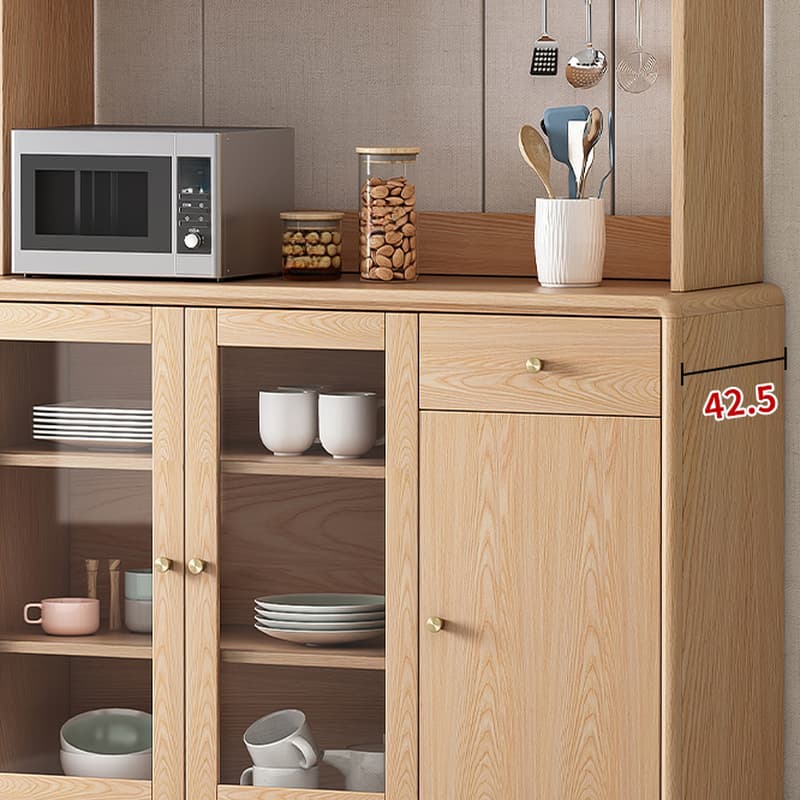 Unfinished Color Microwave Shelf Cabinet with Stemware Stand, Self-supporting in Culinary Space, Flooring Design, Kitchen Appliance Organizer, and Worktop Countertop thumbnail 2