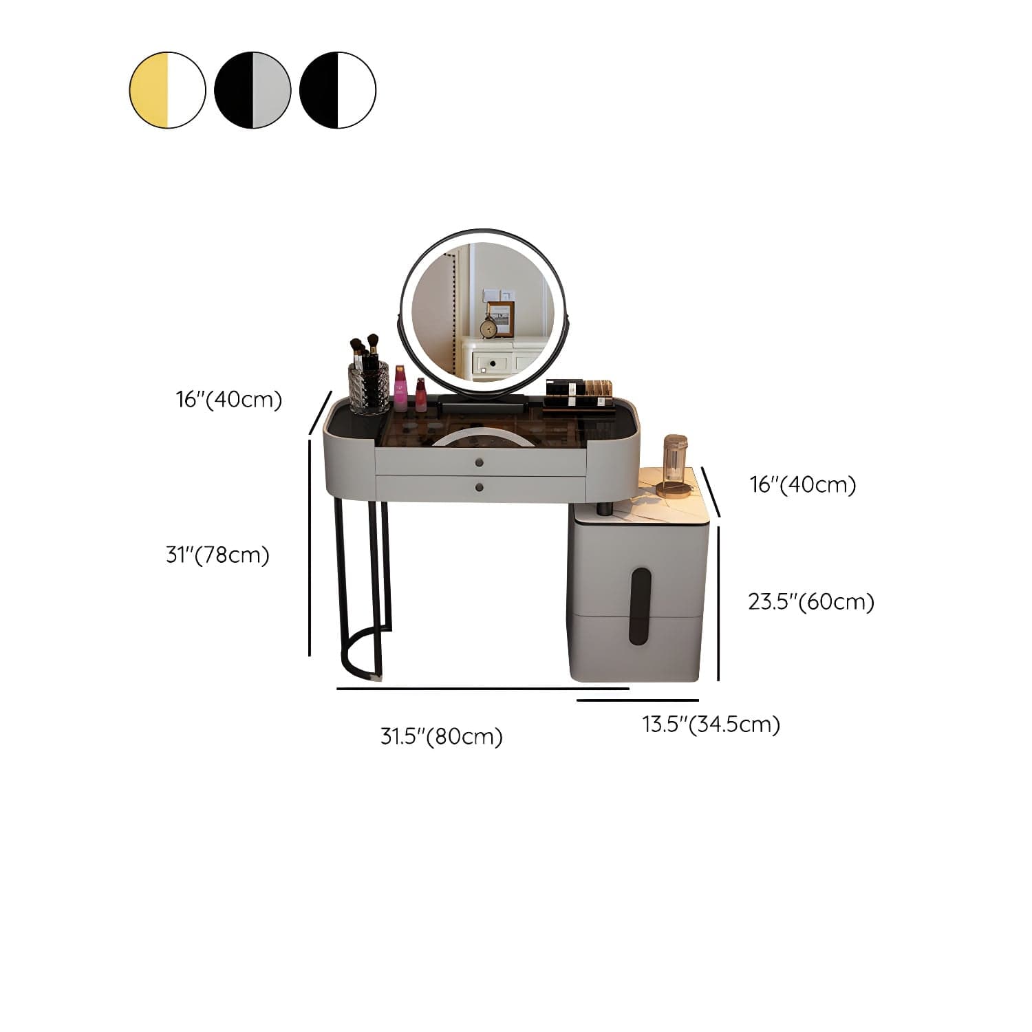 Contemporary Wood Make-up Vanity 15.75" Wide Make-up Vanity with Drawers thumbnail 21