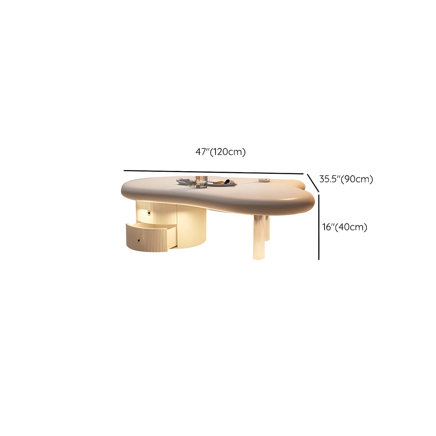 Nordic Irregular Coffee Table in White of 15.7" H with Acrylic Legs thumbnail 18