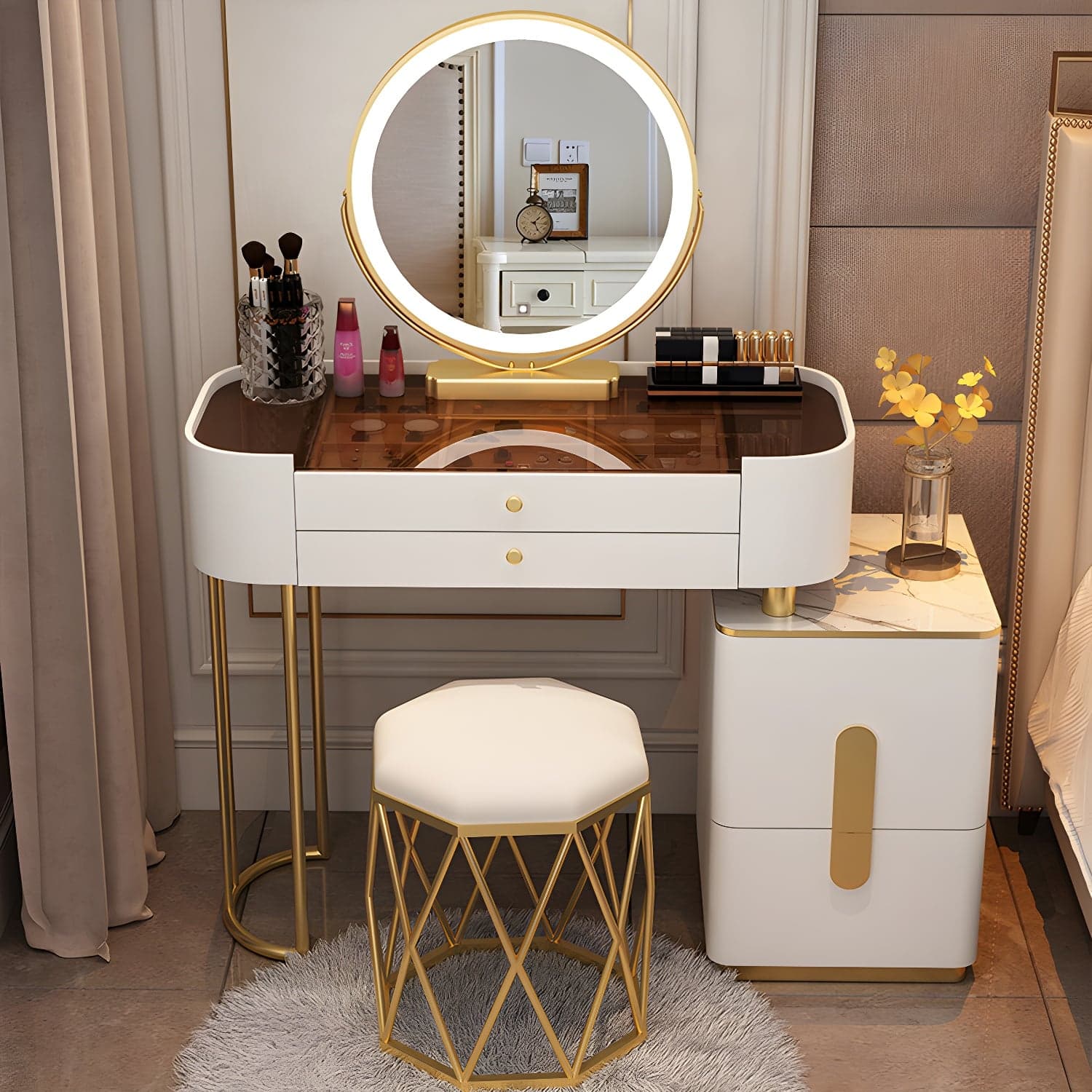 Contemporary Make-up Vanity with 4/5 Drawers,15.75 inch Wide thumbnail 4