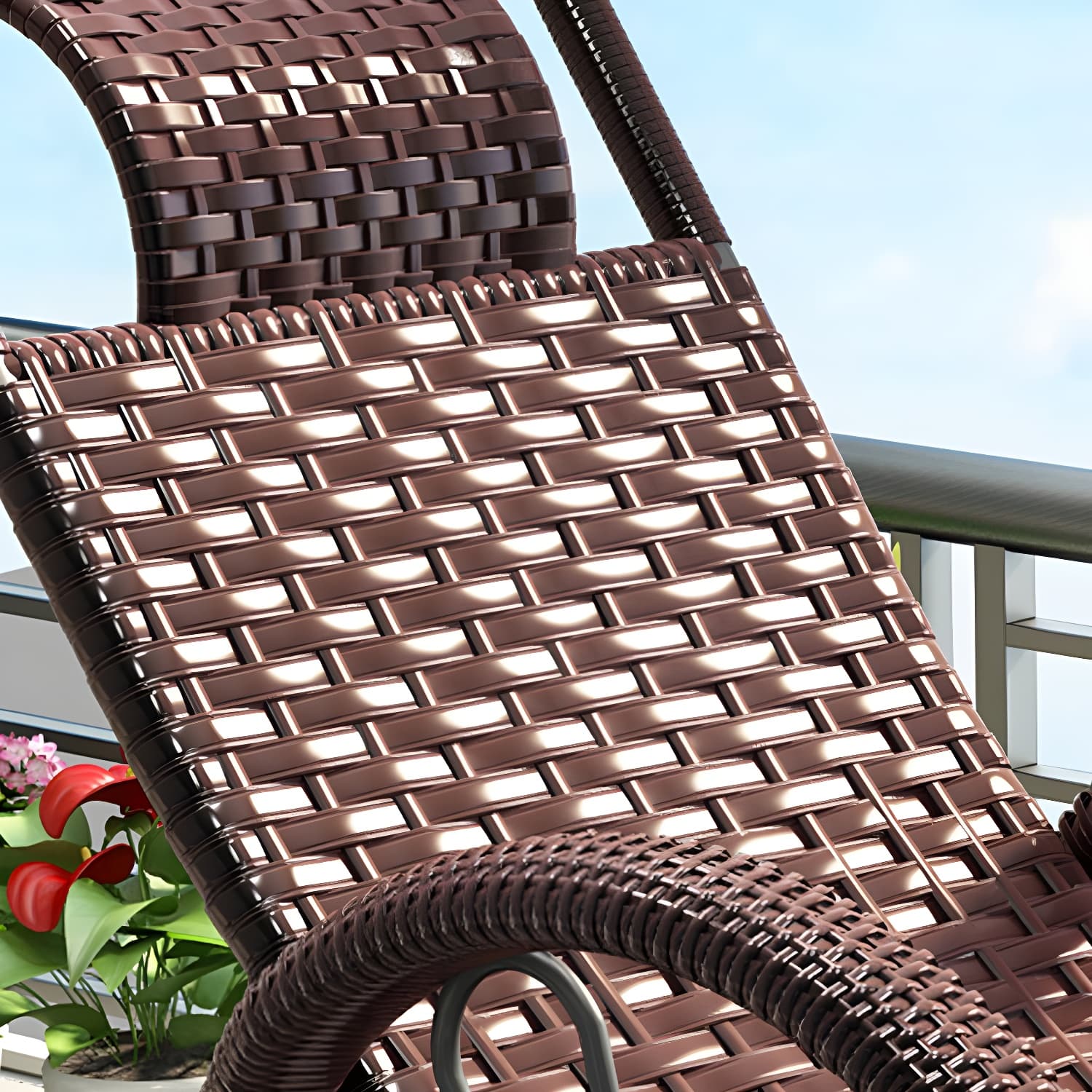 Modern Spindle Rattan Rocking Chair Metal Frame Wheel Handrail Design Rocker Chair thumbnail 13