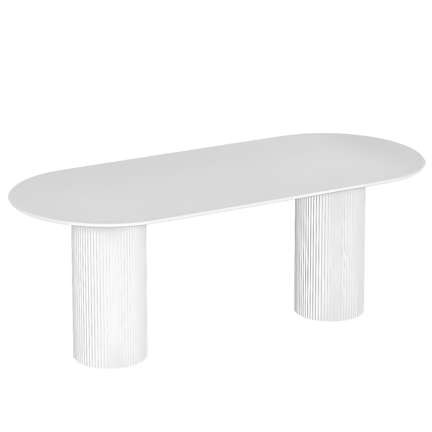 Stylish White Stone Kitchen & Dining Table with Adjoining Pedestal Base thumbnail 6