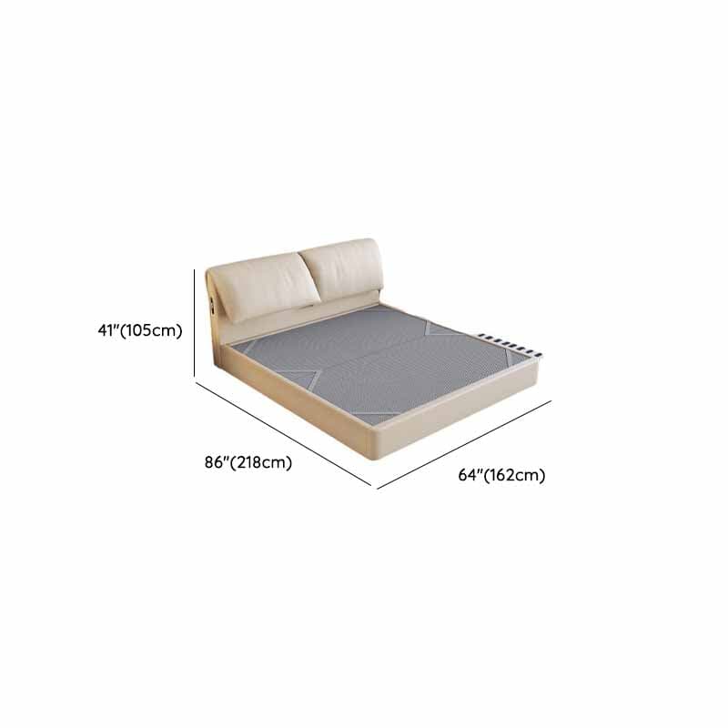 Beige Solid Color Storage Bed with 3 Storage Boxes, Sponge Upholstery, and Illumination Light thumbnail 11