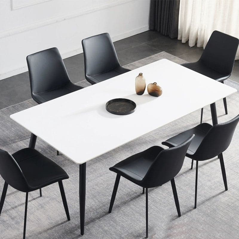 Modern Scratch-Resistant Stone Top Black Metal Base Kitchen Table thumbnail 2
