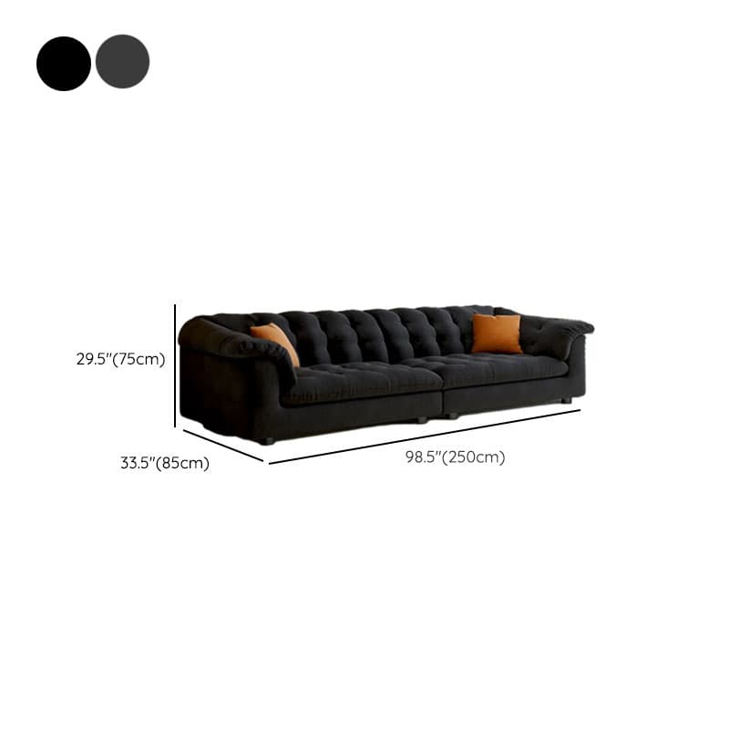 Modish Solid Color Stain Resistant Standard Sofa/Loveseat in Black/Light Green/Beige for 3-seater/2/5 Person with 2 Pillows thumbnail 16
