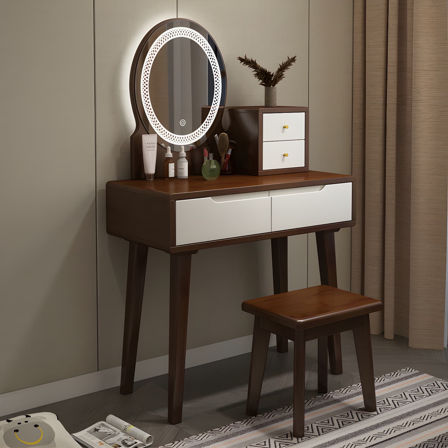 Traditions Make-up Vanity Solid Wood Bedroom With Drawer Dressing Table thumbnail 10