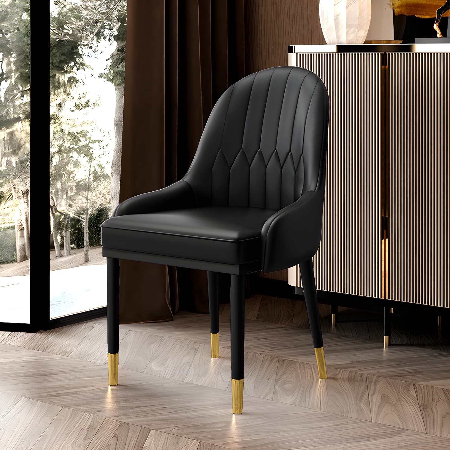 Leather Kitchen Side Chair 19'' Wide Dining Parsons Chair for Restaurant thumbnail 2