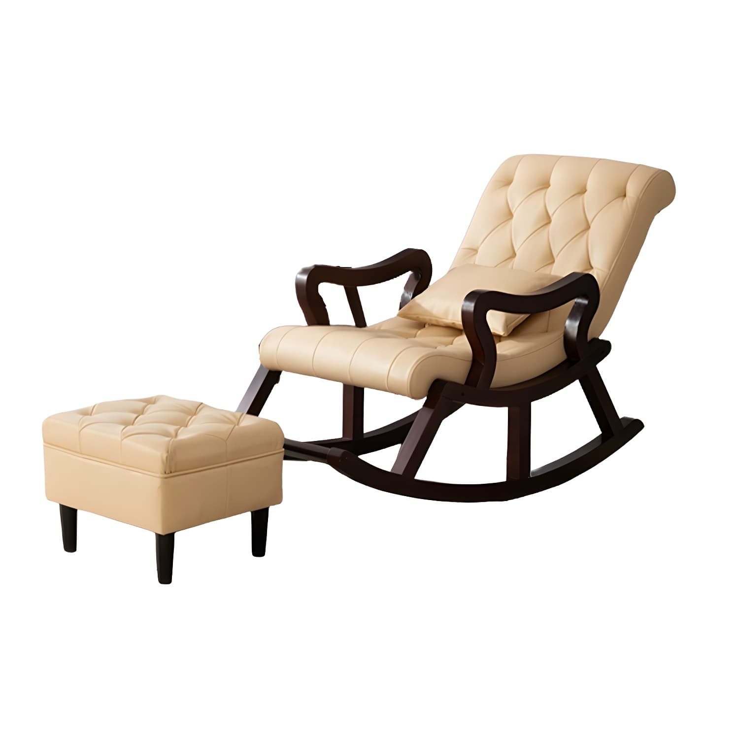 49" Wide Solid Wood Faux Leather Rocking Accent Chair with Legs thumbnail 14