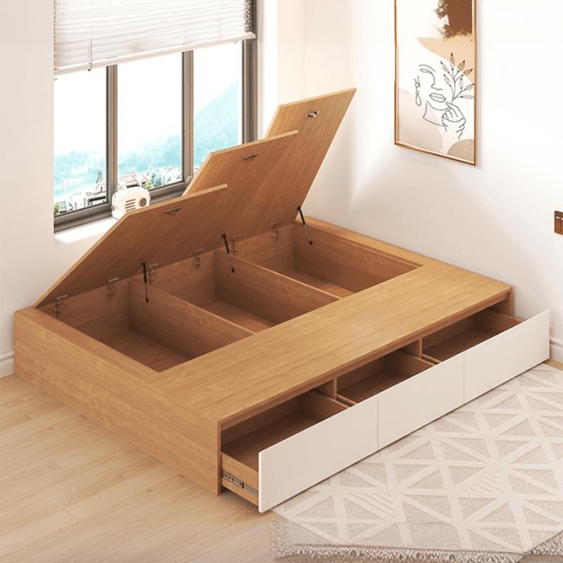 Natural Color Solid Color Storage Included with 3 Storage Boxes Reclaimed Wood Storage Drawer for Bedroom thumbnail 1