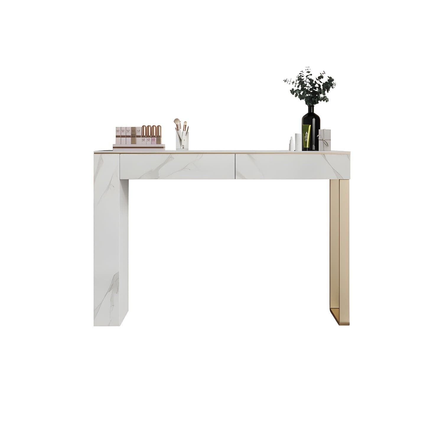 Two Piece Luxurious Vanity Set Stainless Steel and Stone Dresser thumbnail 2
