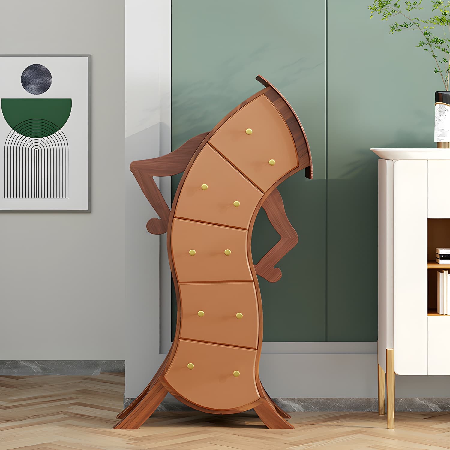 Modern Wood Accent Chest with Soft Close Drawers and Standard Length thumbnail 3
