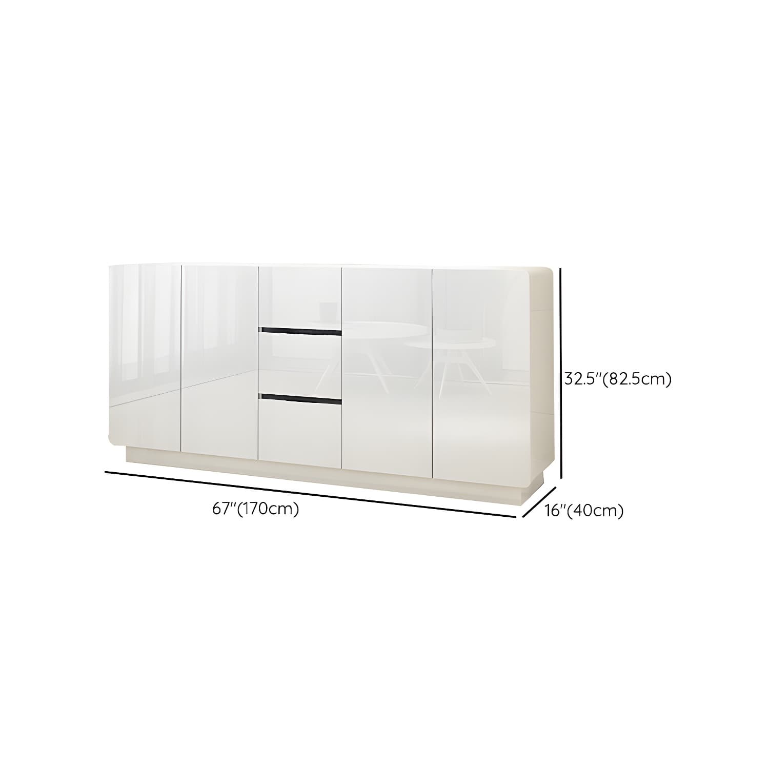 Contemporary White Sideboard Table with Drawers and Adjustable Shelving - image 13