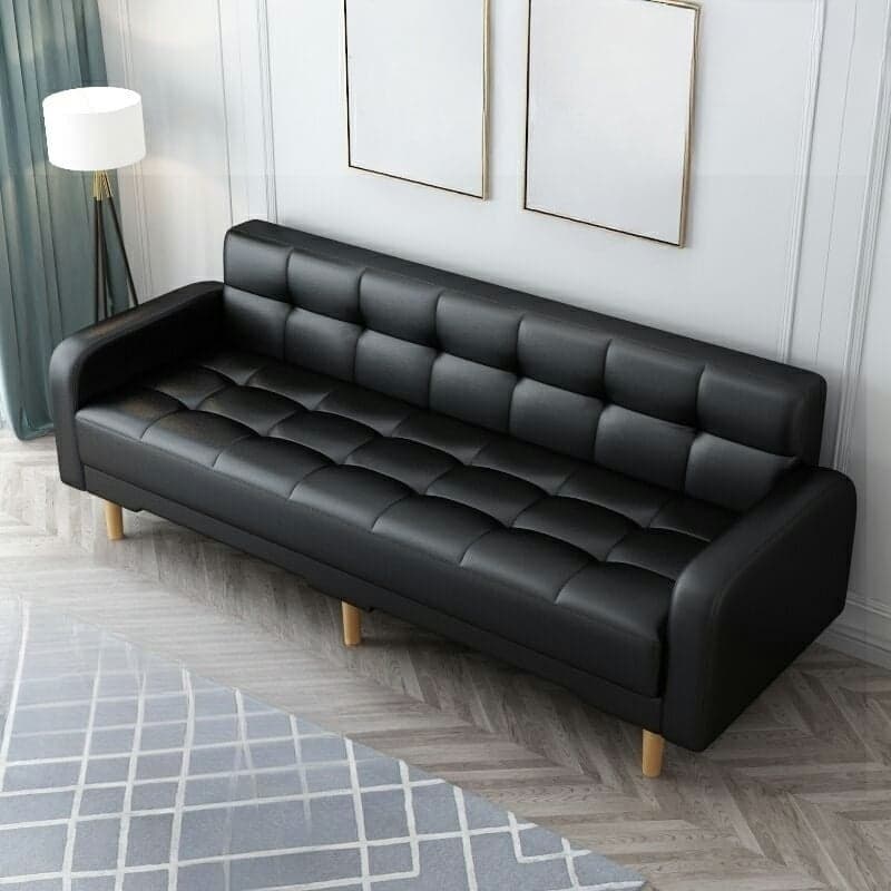 Square Arm Foldable Convertible Sofa with Biscuit Back for Living Spaces thumbnail 1