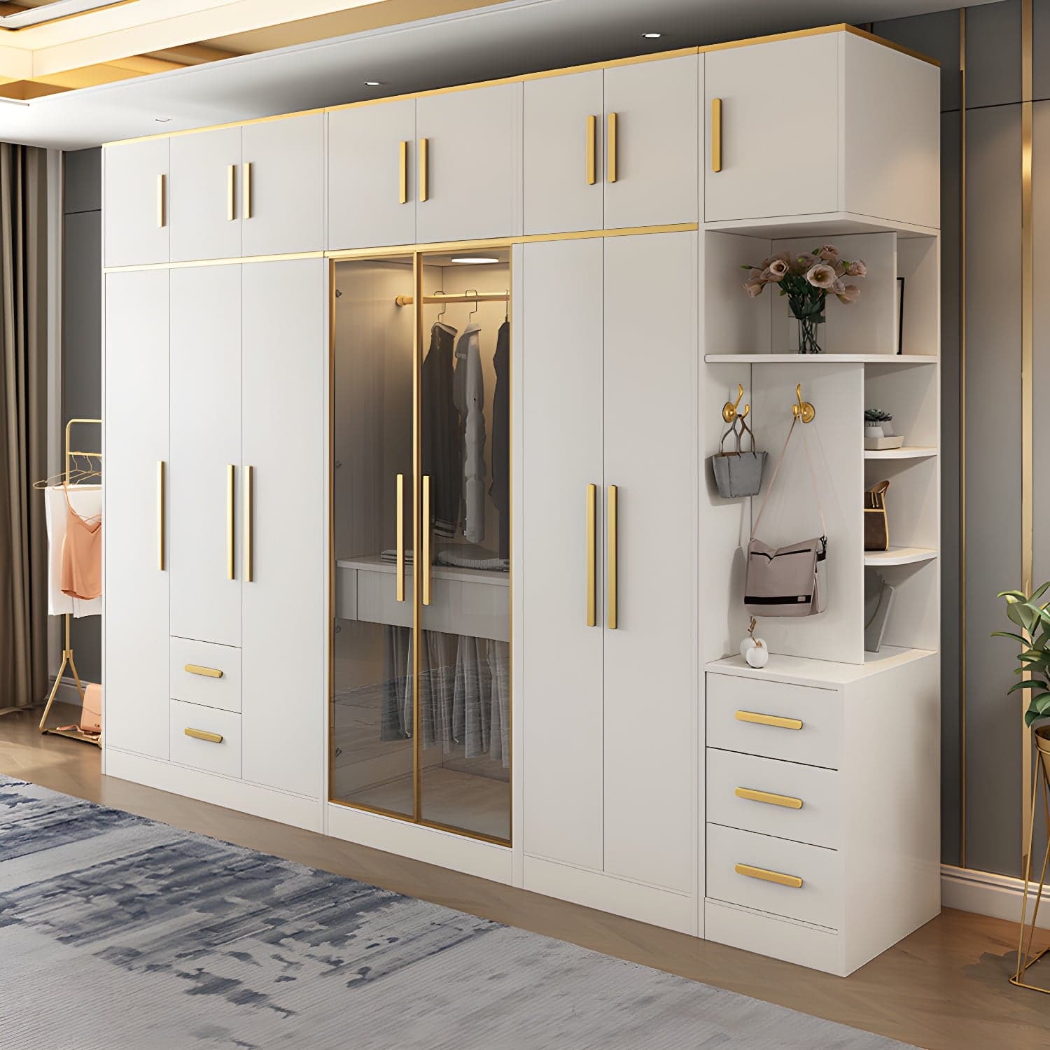 Contemporary Style Wardrobe Wooden Wardrobe Closet with Drawer thumbnail 4