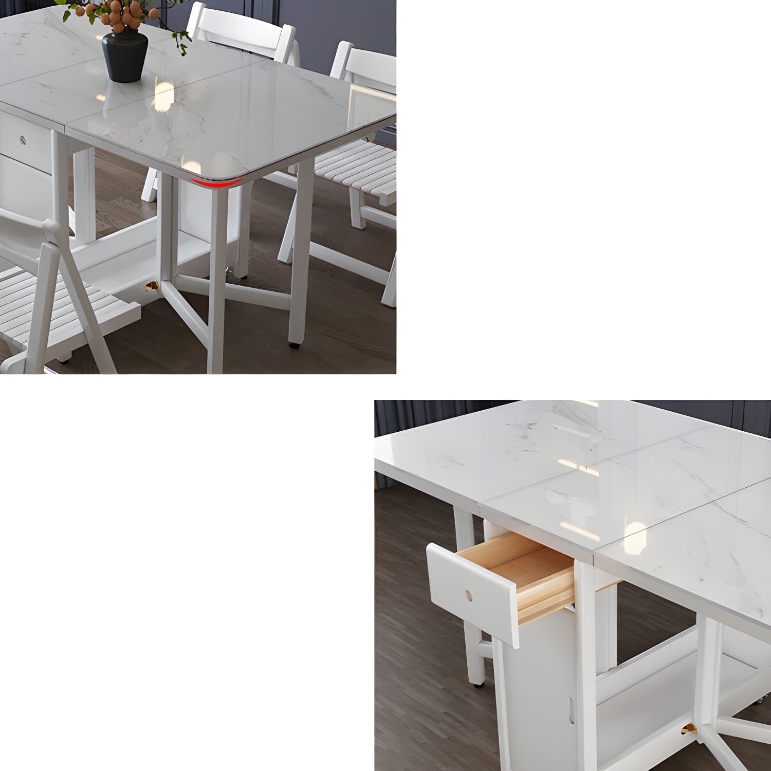 1/3/5/7 Piece Rectangle Shape Modern Style Dining Table Set with Chair thumbnail 8