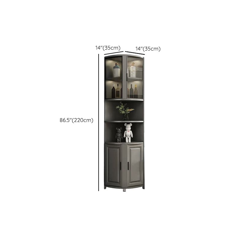 Modern Grey Corner Accent Cabinet with Gold Metal Base and Glass Doors thumbnail 23
