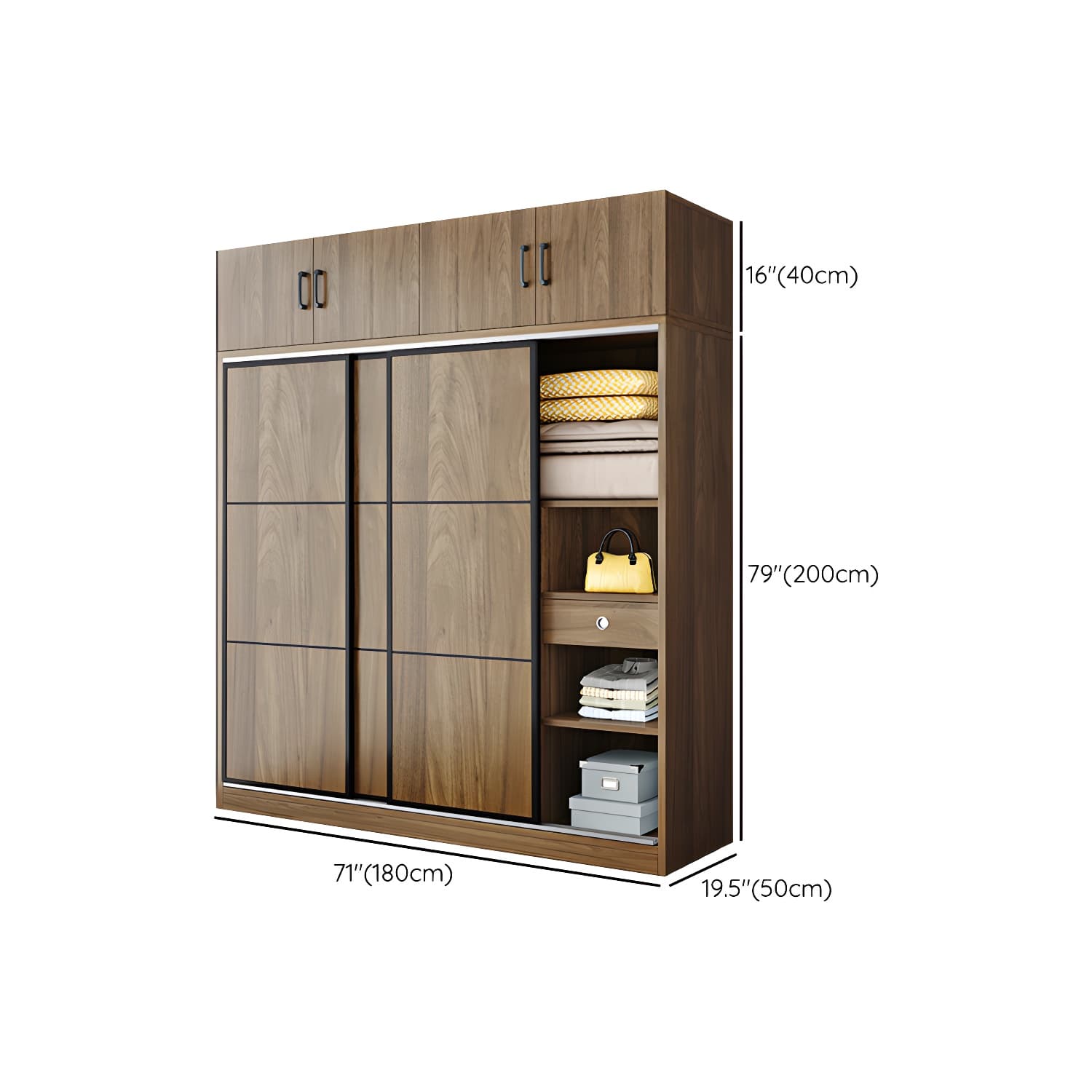 Modern Style Freestanding Wardrobe Pine Wood Wardrobe with Drawer - image 24