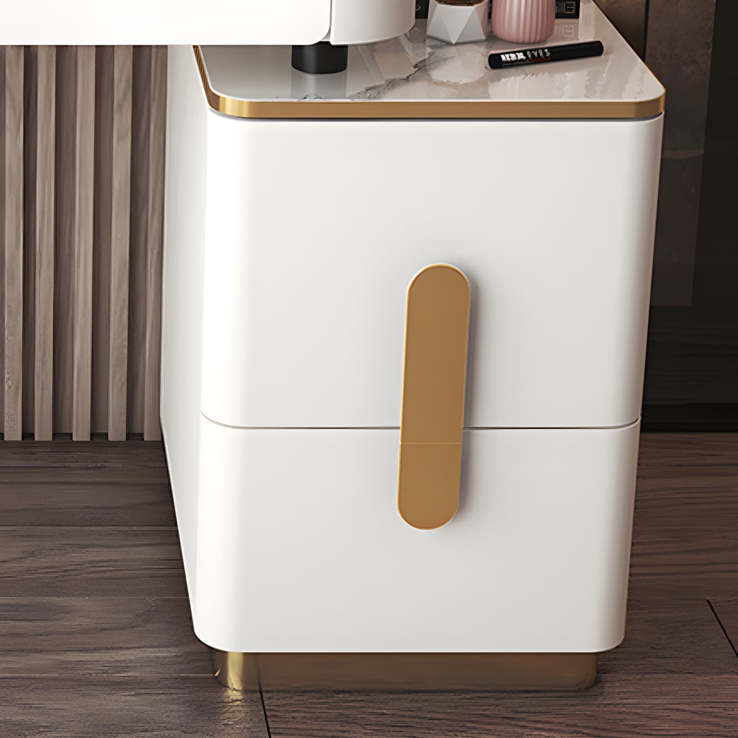 Glass Top Make-up Vanity Wood Dressing Table with Storage Drawers thumbnail 8