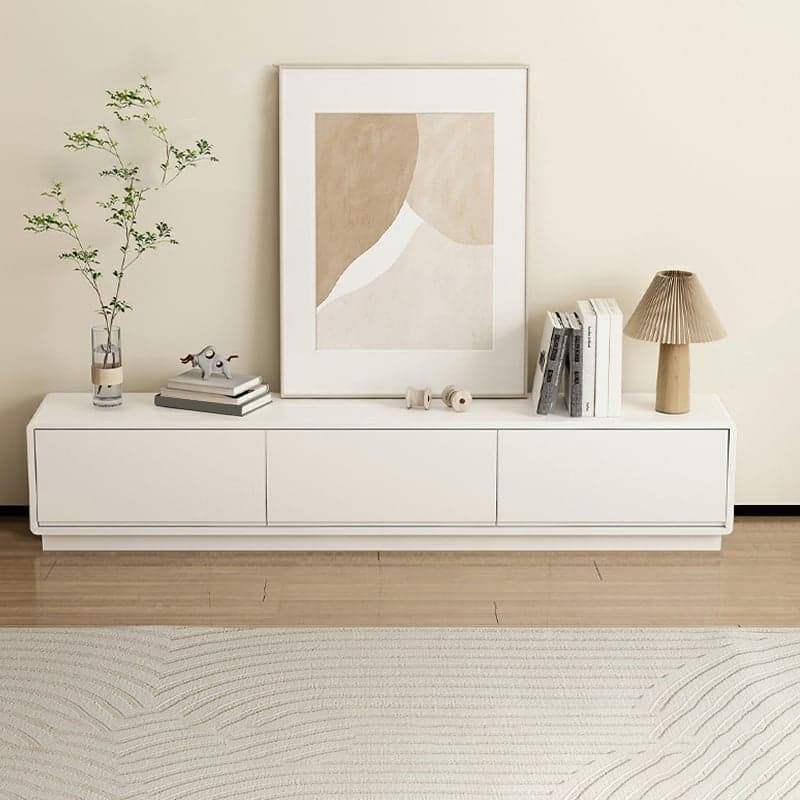 Modern Wood TV Stand with Drawers and Low Height, Featuring Cable Management thumbnail 2