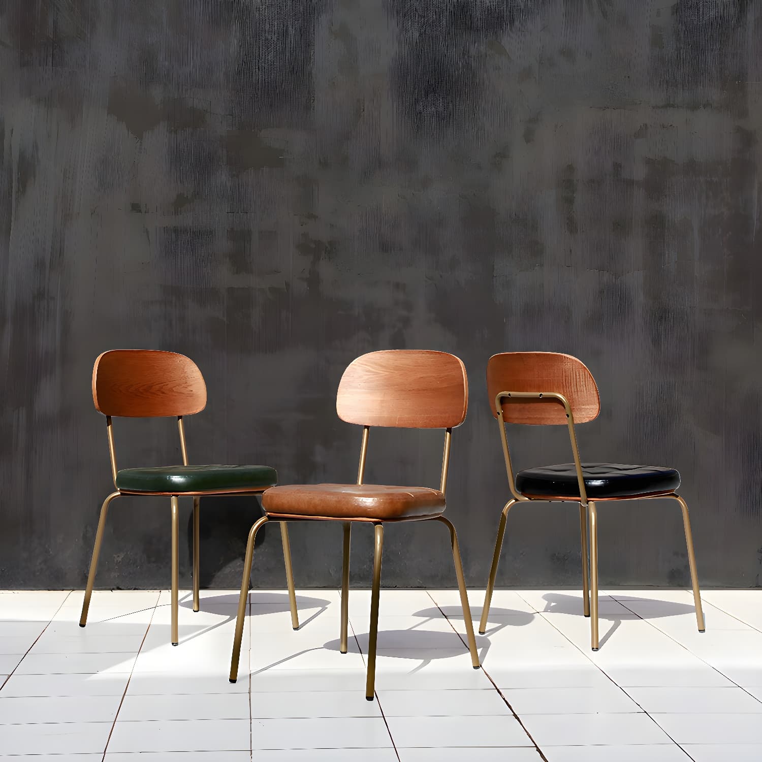 Industrial Style Leather Dining Side Chair Dining Room Open Back Side Chair Set thumbnail 8