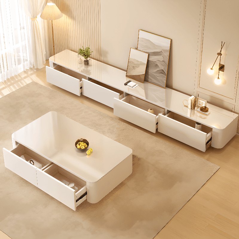 Rectangular Sintered Stone Countertop TV Stand with 3-Drawer/5 Drawers/4 Drawers and Cable Management in a Modern Simple Style thumbnail 7
