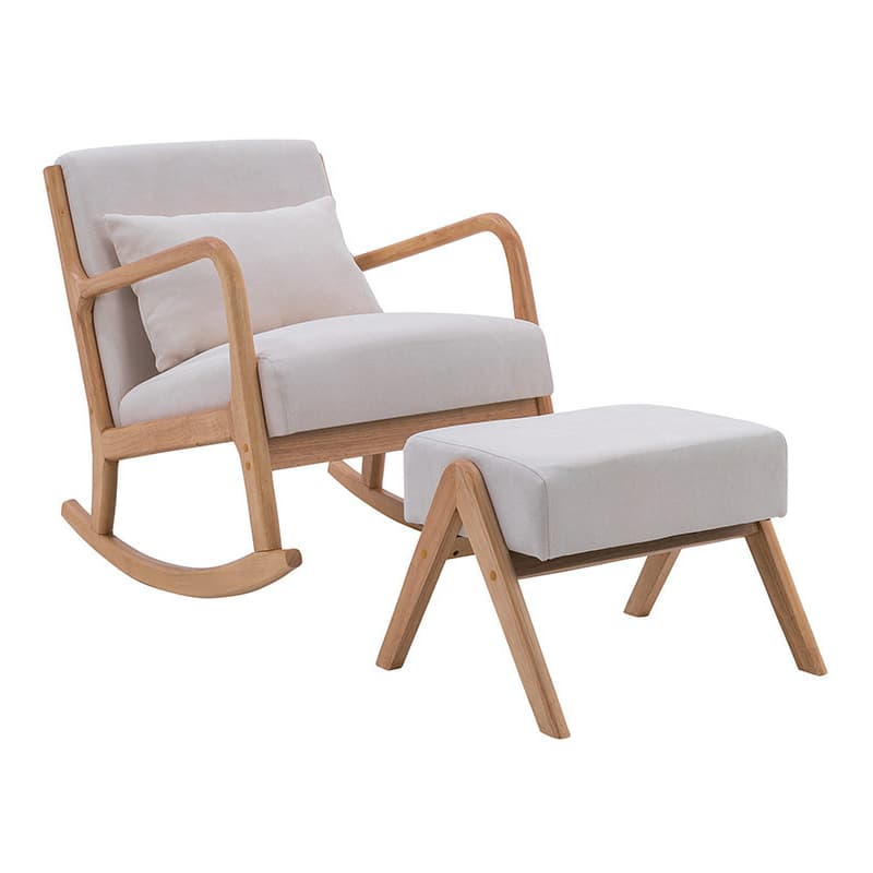 Nordic Natural Cotton Stationary Rocking Couch Chair with Back thumbnail 14