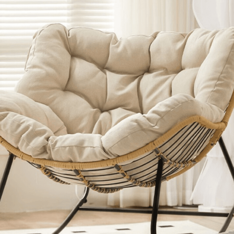 Midnight Black/Chalk/Cocoa Ergonomic Rocking Chair Couch with Rear Back, Stationary thumbnail 10