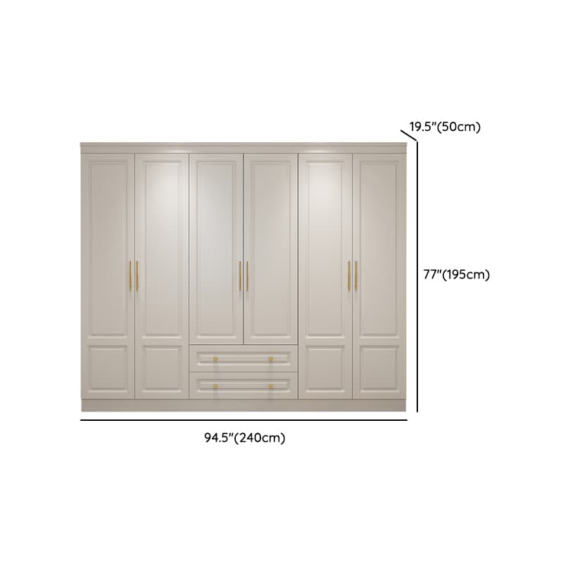 White Minimalist Lumber Wardrobe Closet with Soft Close Drawer, Soft Close Door, Interior Shelves, and Clothing Rod thumbnail 14