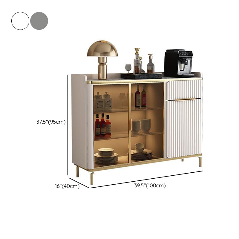 Floor Server/Buffet Table in Slab for Living Room with Glass Doors and Slate Countertop in a Luxurious Style thumbnail 13