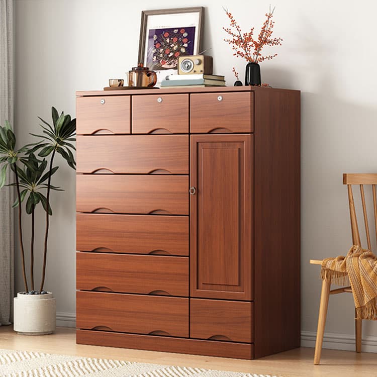 Modern Solid Wood Combo Dresser with Shelves, Drawers, and Cabinet Storage thumbnail 5