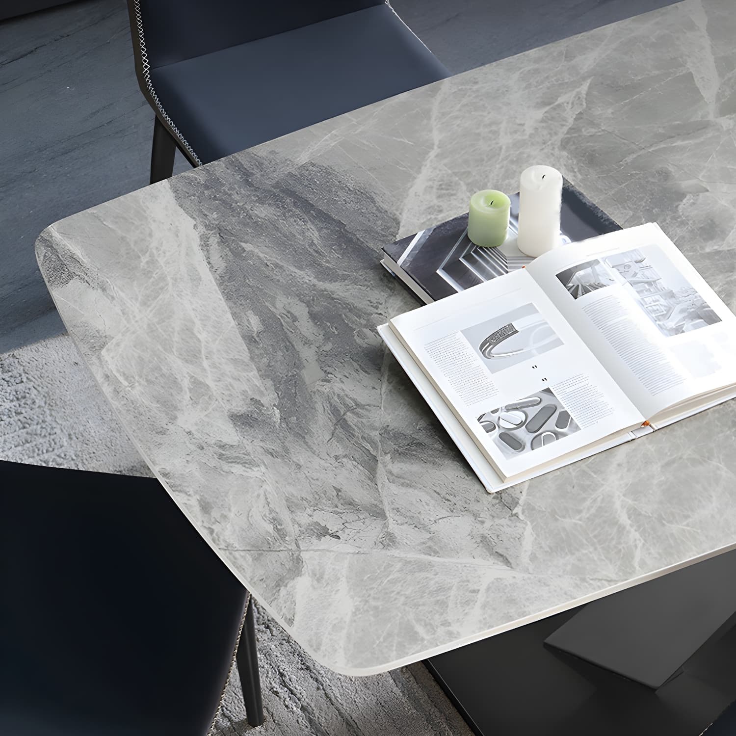 Modern Sintered Stone Top Dining Set Rectangular 1/4/5/7 Pieces Dining Area Table Set thumbnail 7