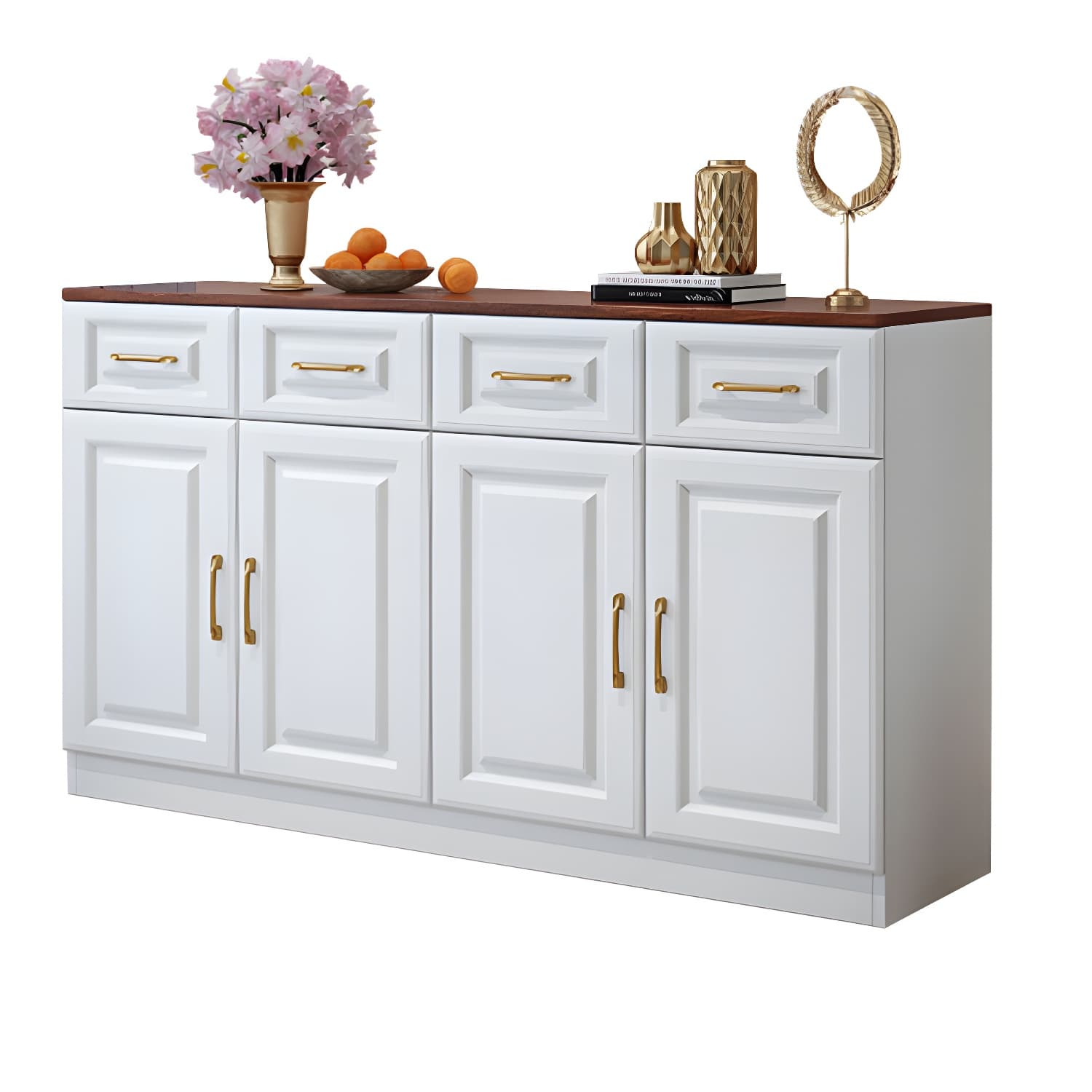 Modern Wood Buffet Sideboard with Cabinets, Drawers, and Shelves - No Distressing thumbnail 15