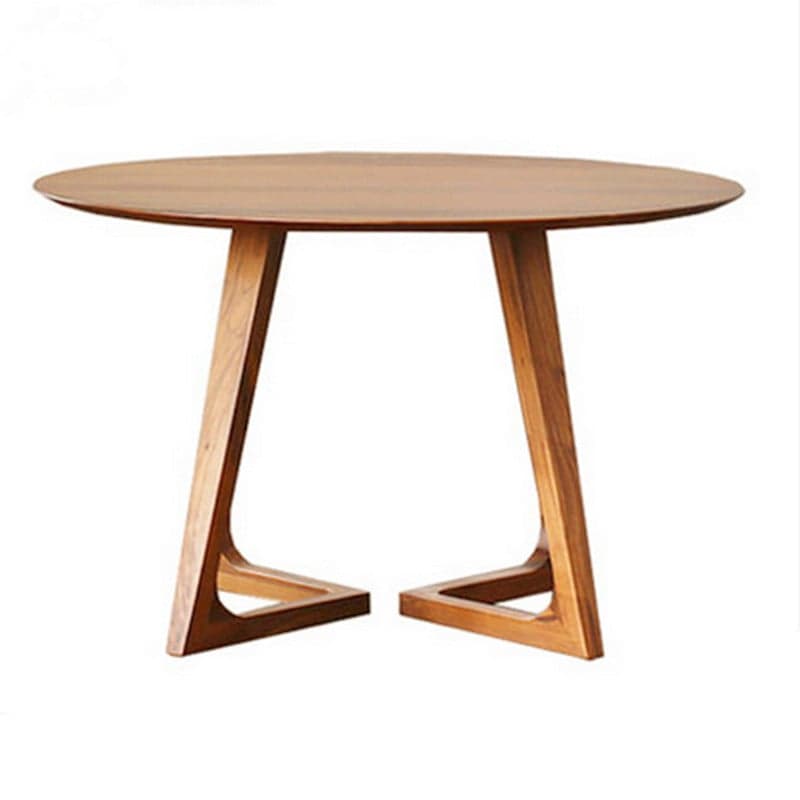 Minimalist Coffee Wood/Neutral Wood Tone Sleighing Dining Table Set with Round Solid Wood Table and Upholstered Chairs thumbnail 1