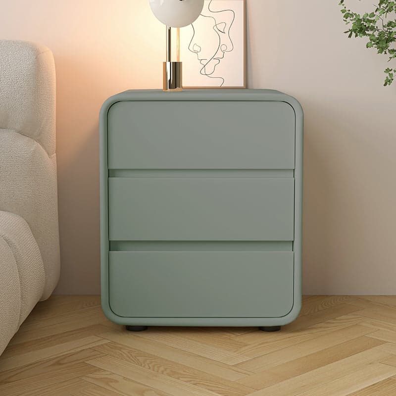 Organic Modern 3 Tiers Nightstand With Drawer Organization Featuring Pleather Countertop thumbnail 4